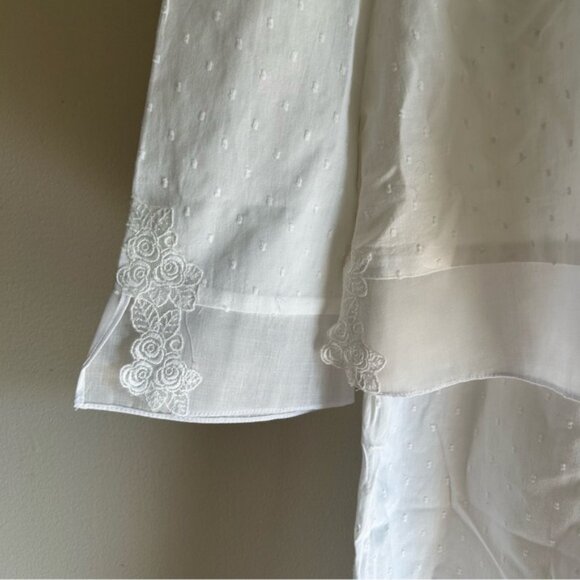 Vintage Oscar De La Renta Pink Label White Cotton Pajamas Set - Picture 8 of 13